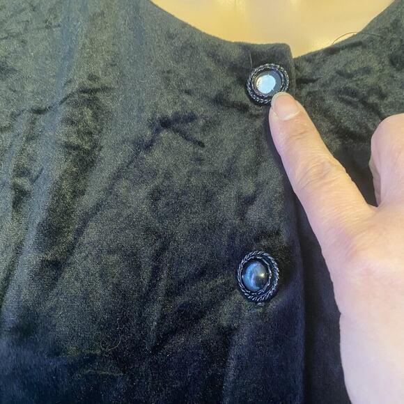 Vintage 90s ByerToo! Women Dress 7/M Black Velvet Multicolor Ruffle Skirt Retro - Picture 8 of 13